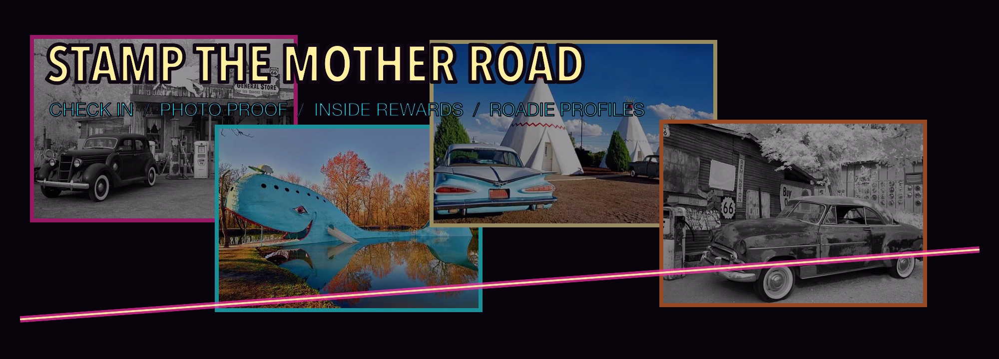 Stamp the Mother Road neon Route 66 photo poster