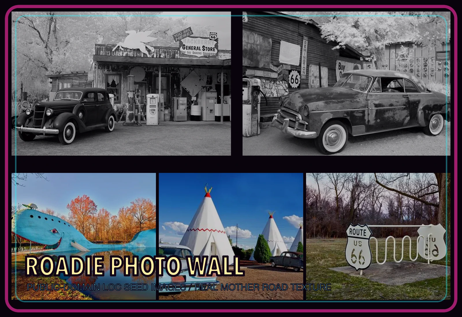 Route 66 roadie photo wall